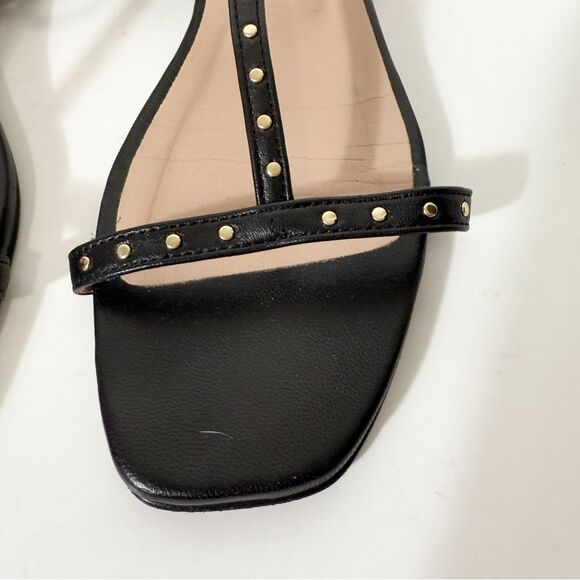 Bruno Magli Maya Black Gold Stud Gladiator Strappy Flat Sandal Size 8.5 - Picture 5 of 8